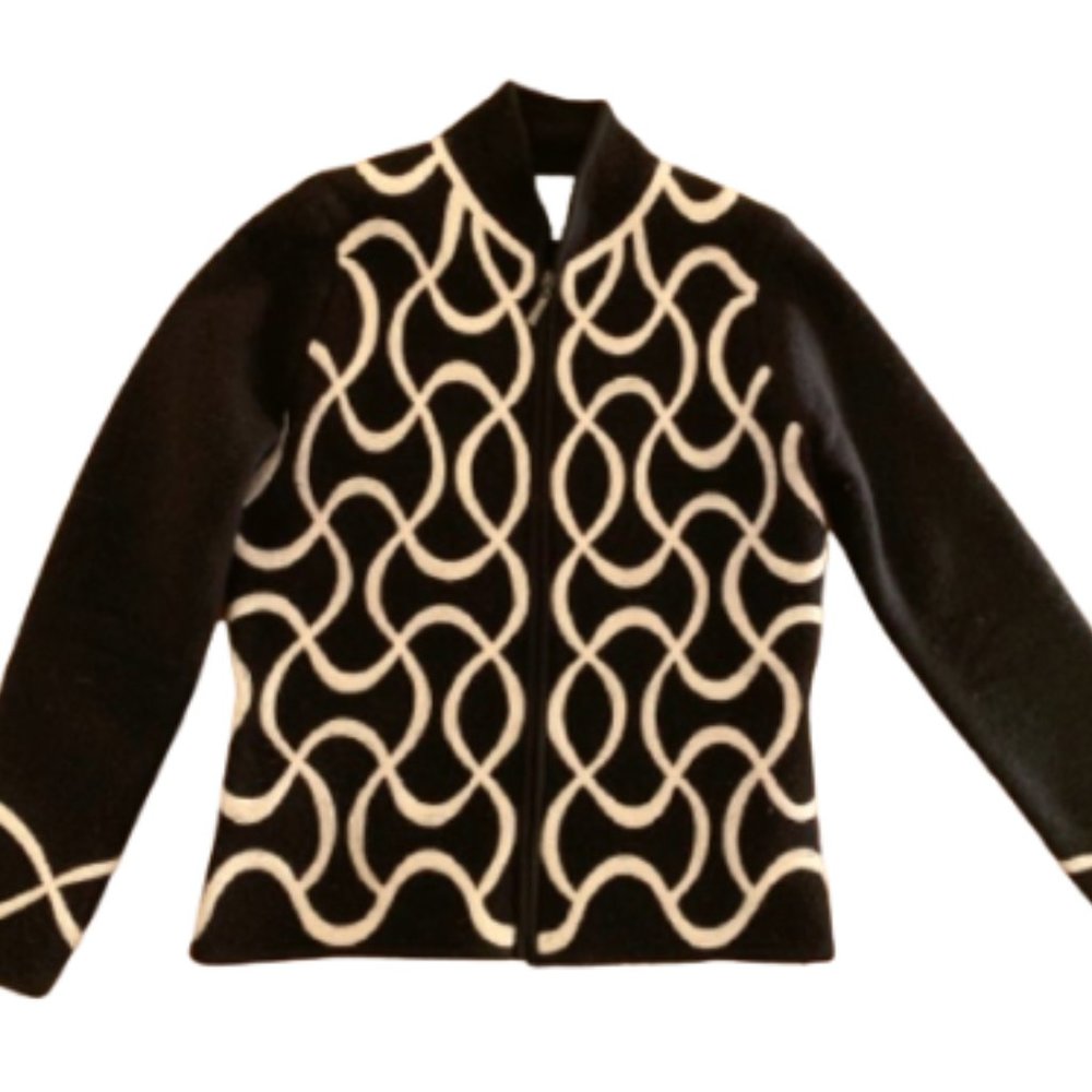 Talbots Zip Cardigan With Contrasting Soutache